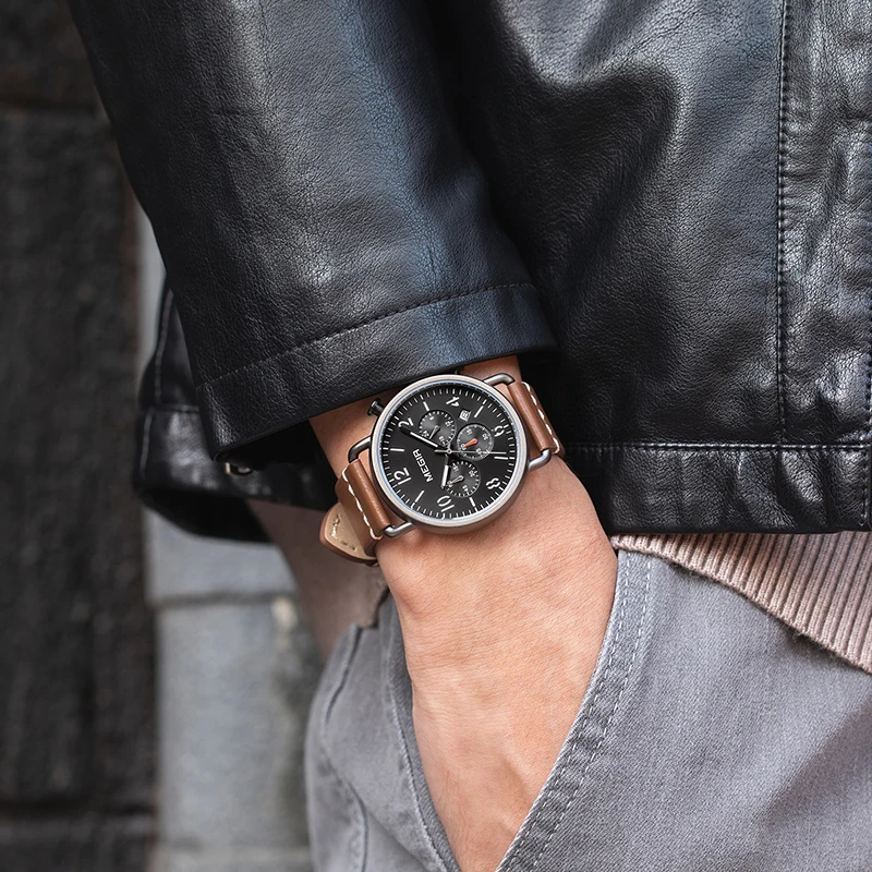 Часы наручные MEGIR Мужские кварцевые модные спортивные брендовые Роскошные