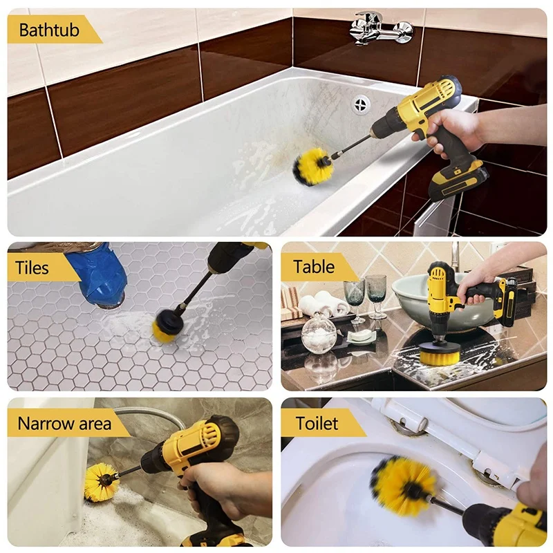 

5Pcs Drill Brushes Power Scrub Clean Brush for Leather Plastic Wooden Furniture Car Interiors Cleaning Power Scrub