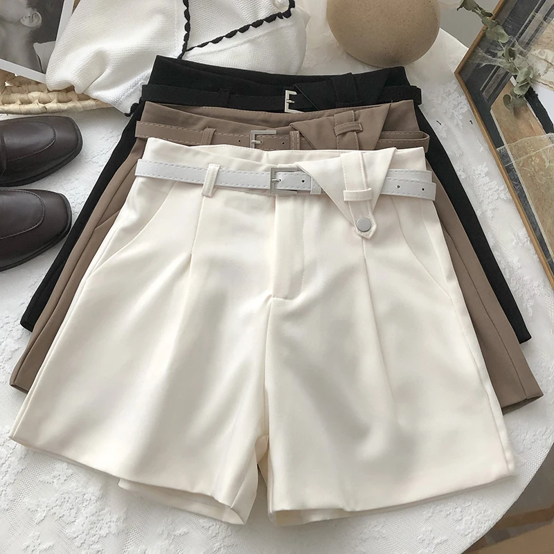 

New Casual Comfortable Elegant Wild Shorts With Belt Women's Woolen Shorts Autumn Winter Slim Wide Leg A-line Shorts