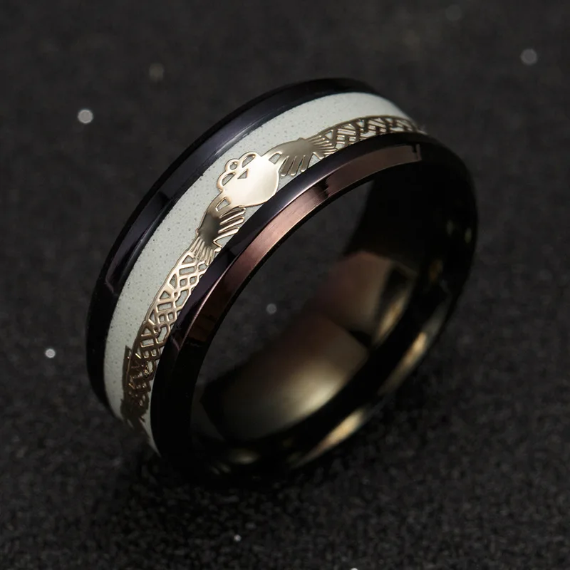 

European and American Popular Black-Plated Krada Couple's Luminous Ring