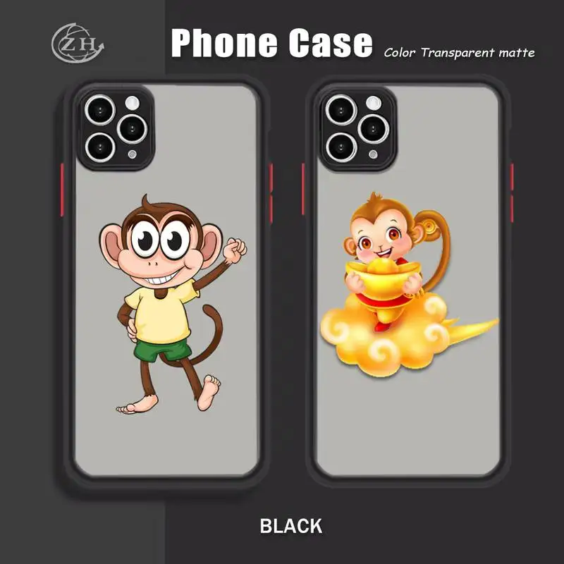 

Cartoon Fairy Tale Monkey Phone Case Black Mint Matte Color For IPhone X XS Max XR 7 8 6 6S Plus 12 11 Pro Max Clear Cover