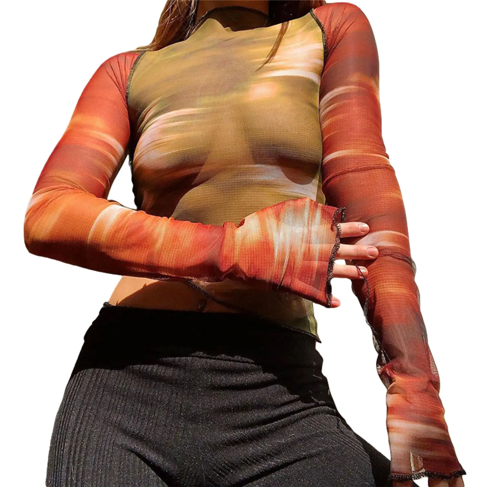 Женские топы с абстрактным принтом в стиле 90-х сексуальные женские Модные