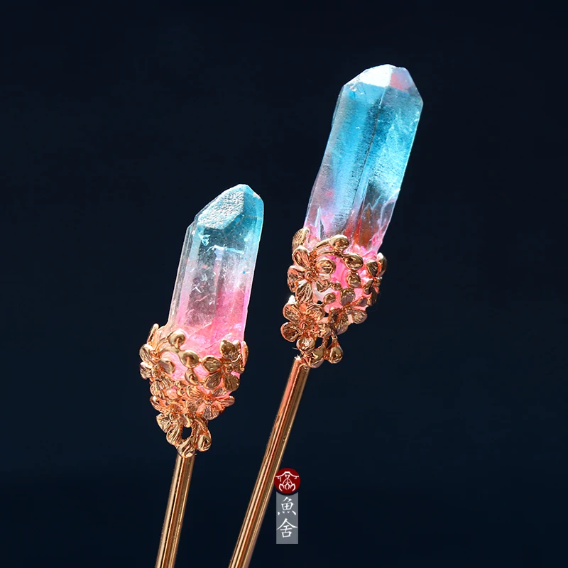 Китайская шпилька для волос прекрасный кристаллический кластер оригинальная