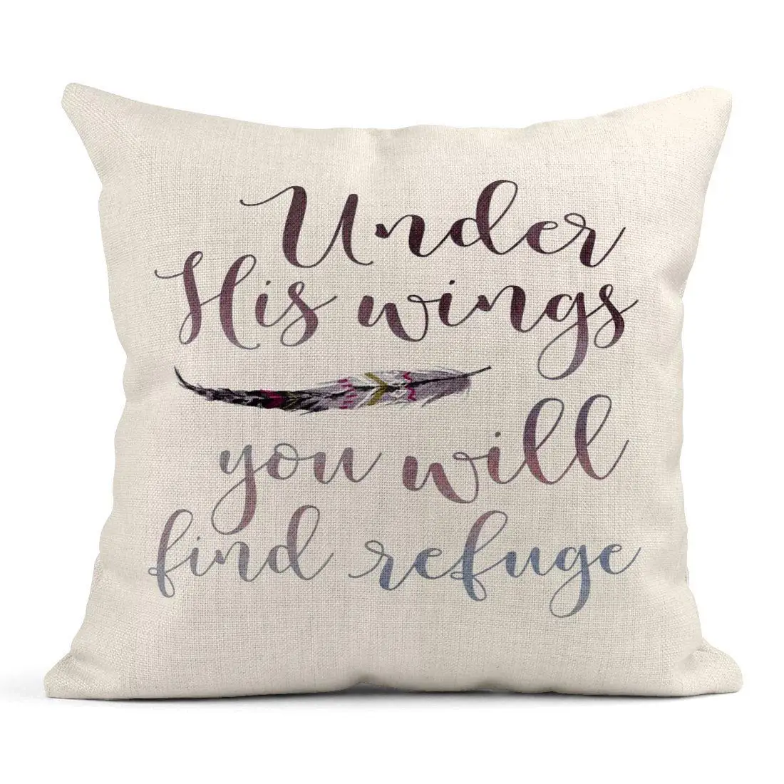

Linen Throw Pillow Cover Case Under His Wings Decorative Pillow Cases Covers Home Decor Square 18 x 18 Inches Pillowcases