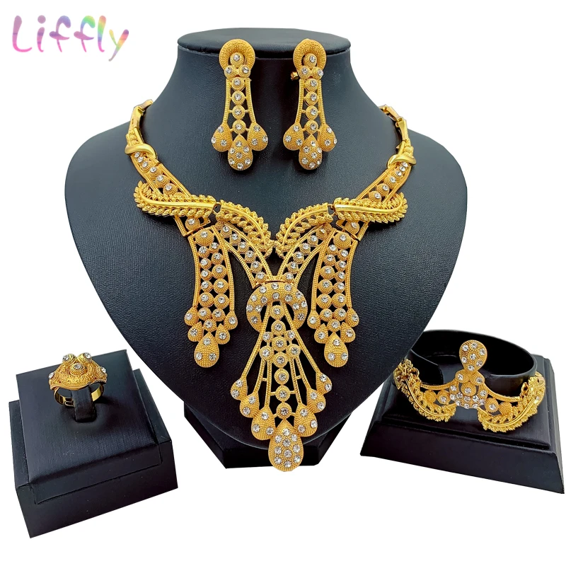 Новый набор украшений из африканского золота серьги кольцо браслет многослойное