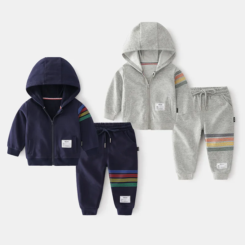 

Autumn Kids Boys Long Sleeve Sweatshirt Jogger Set for Boys Casual Zipper Hooded Jacket+Sports pants suit Outfits
