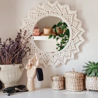 Bohemia Macrame Handmade Makeup Decorative Mirror Wall Tapestry For Bedroom Livingroom Bathroom Home Decor Shower Round Mirrors