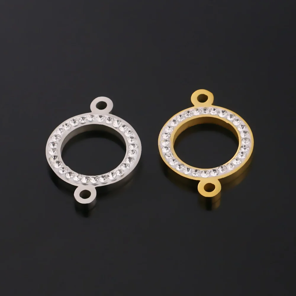 5 шт./лот из нержавеющей стали циркон круглый Шарм Разъем 16 мм двойное соединение