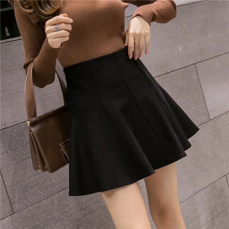 Женская модная мини-юбка в стиле преппи однотонные трапециевидные юбки с шортами