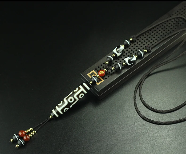 

High Quality Tibetan 9 Eyes Dzi Bead Pendant Amulet Tibet Hanging Necklace With Certificate