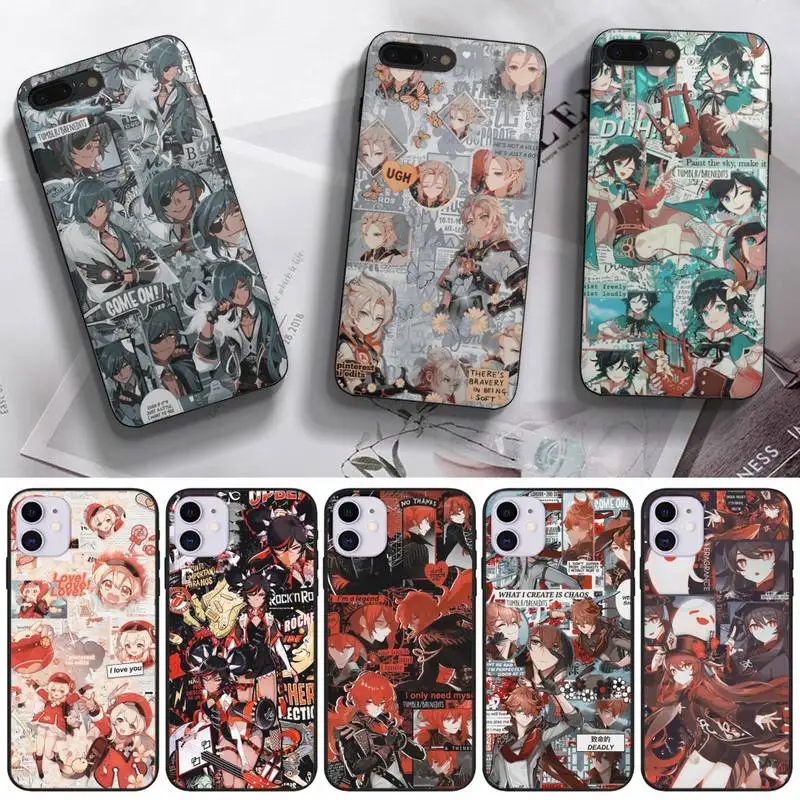 

Genshin Impact Phone Case For Iphone 5 5s Se 2 6 6s 7 8 12 Mini Plus X XS XR 11 PRO MAX Black Shell