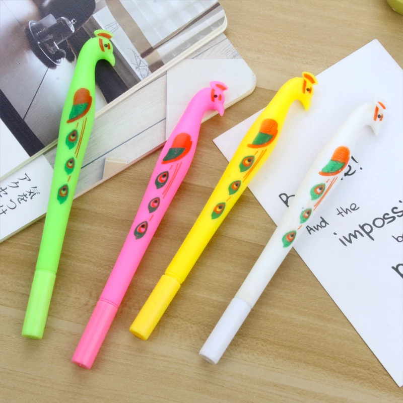 1 Piece Lytwtw's Gel Pens Korean Cartoon Creative Peacock Neutral Pen Student Writing Office Stationery Black Signature |