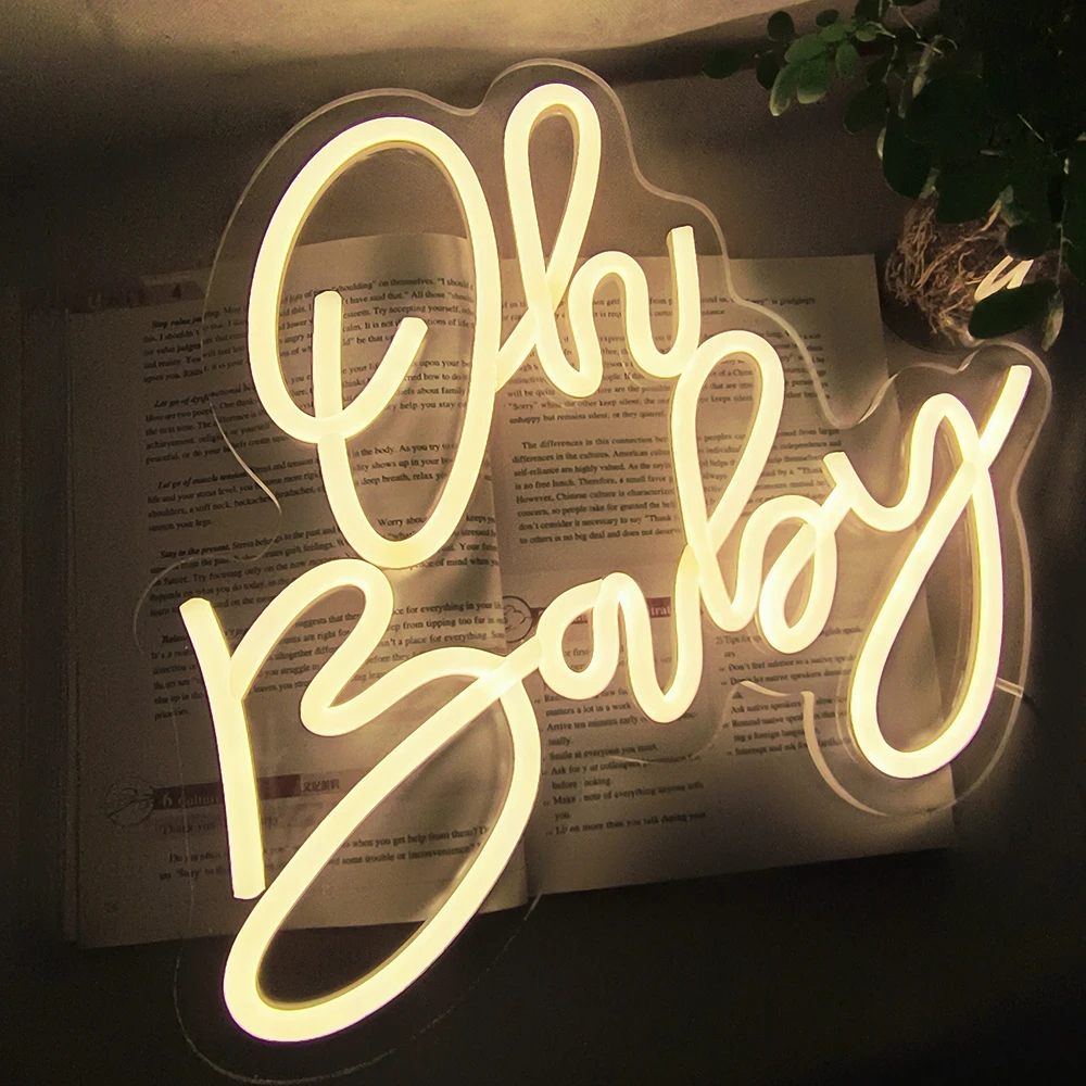 

Custom Led Oh Baby 33x44cm Neon Sign Light Art Bar Club Wall Hanging Flexible Lighting For Sign Decoration Pink for Room Wedding