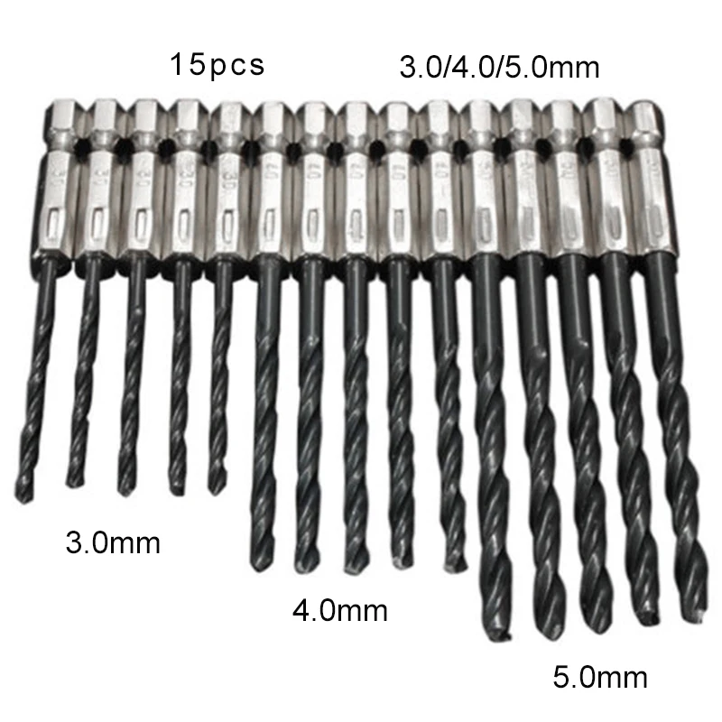 15 шт. набор высокоскоростных стальных Сверл с титановым покрытием 3 4 5 мм