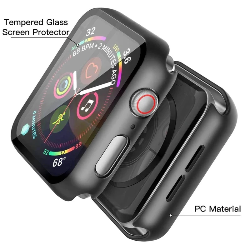 Glass + Cover For Apple Watch case 7/6/SE/5/4/3/2/1 iWatch 42mm 38mm bumper Tempered Glass for apple watch 44mm 40mm 45mm 41mm
