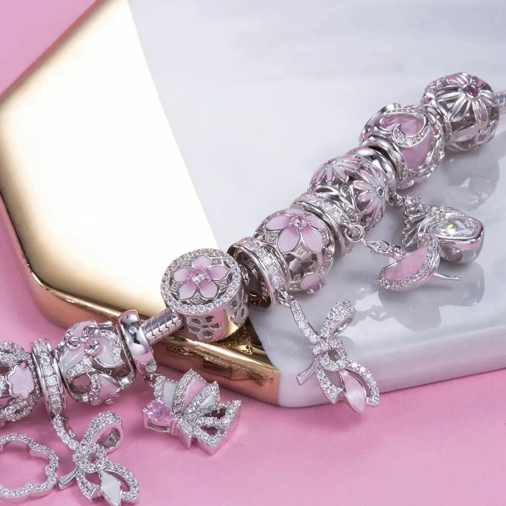 Бабочка танец Шарм бусины подходят оригинальный браслет ожерелье Аутентичные