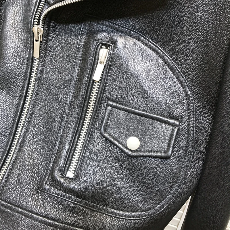 

Spring And Autumn Women Coat 2020 New Arrival Genuine Leather Jacket Daisy Printing Pattern Turn-Down Collar Clothes Moto & Bike