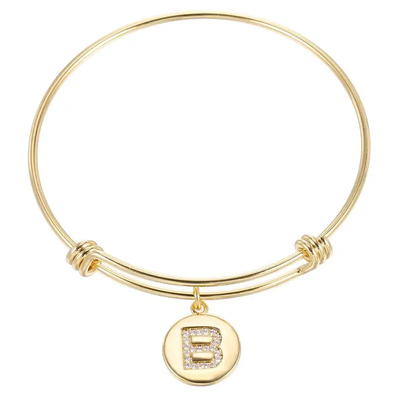 

Surflove 26 Letter Bracelet Live Mouth Adjustable Gold-Plated Inlaid Zircon Ladies Fashion Bracelet Party Banquet Event Jewelry