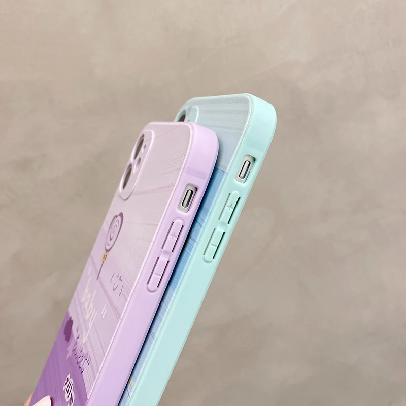 Чехол для Apple iphone 12 11 Pro Max мягкий силиконовый мультяшный квадратный защитный