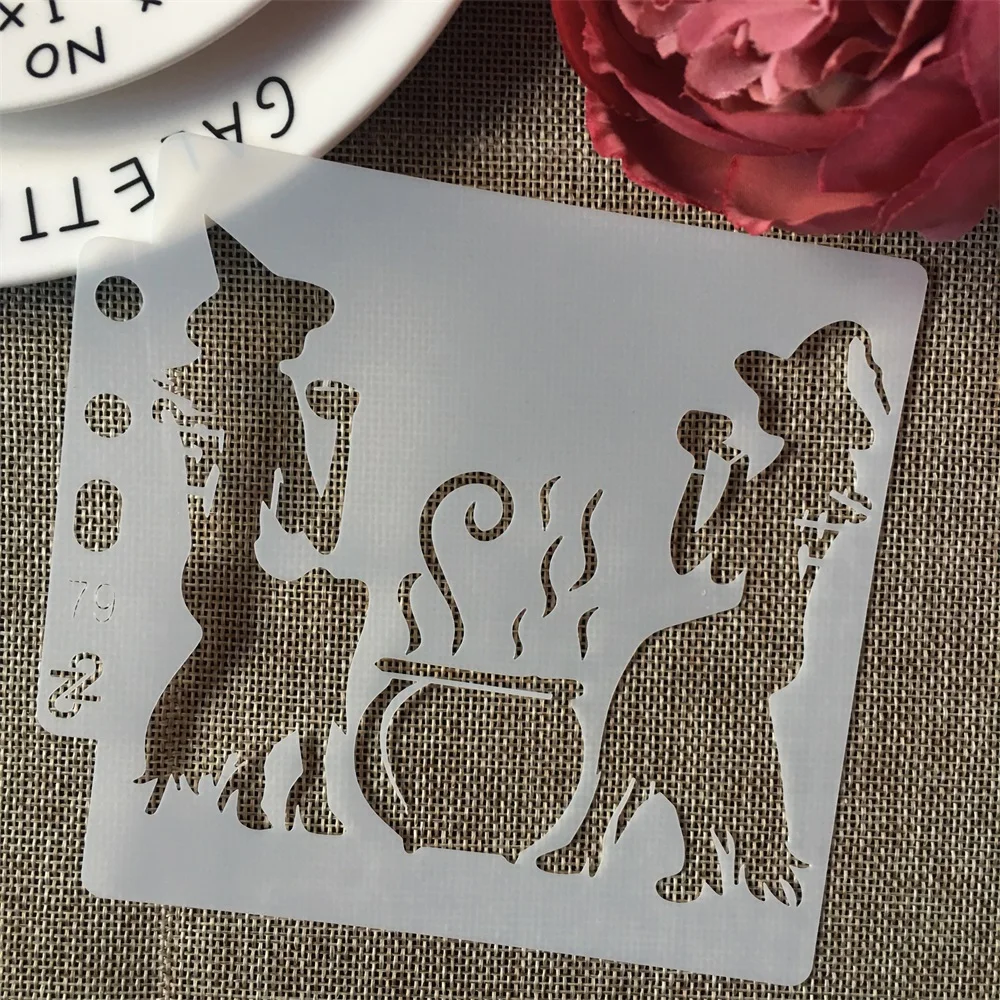

5inch Drinking Witch Talk DIY Layering Stencils Painting Scrapbook Coloring Embossing Album Decorative Card Template