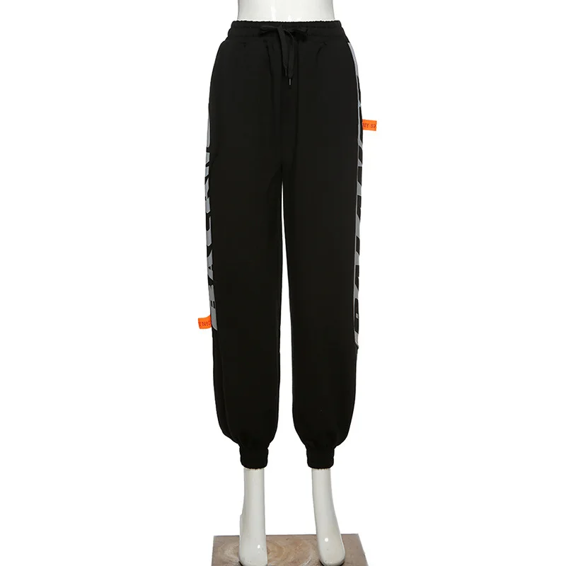 

Autumn Casual Street Loose Slim High Waist Drawstring Women Trousers 2020 New Print Letter Sweatpants Female Basic