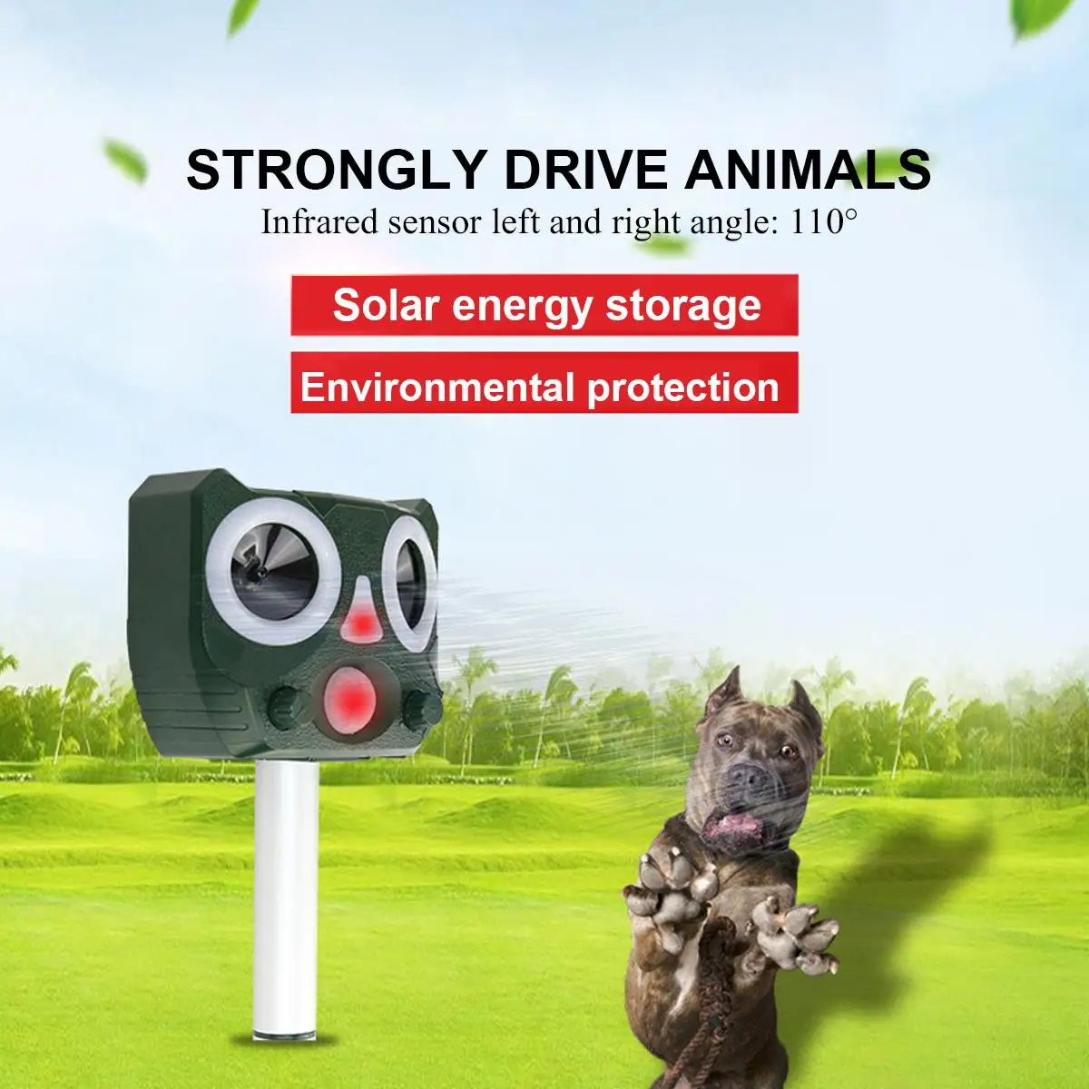

Outdoor Solar Ultrasonic Pest Repeller Animal Pest Mouse Repeller PIR Sensor Garden Bird Cat Dog Bat Repellent Keep Animals Away