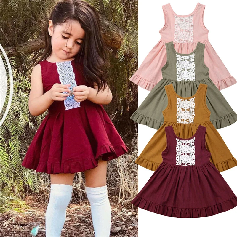2020 модное летнее милое платье без рукавов для новорожденных детей девочек