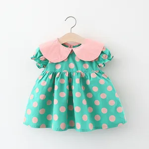 2022 Summer Girls Kids Princess Short Sleeve Dress Children Baby Infants Dot Polka Pleated Dresses Casual Vestidos