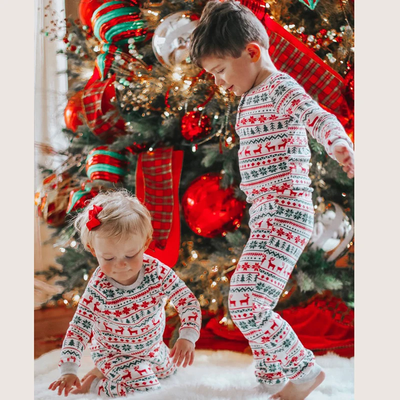2020 рождественские пижамные комплекты для всей семьи пижамы комплект из двух