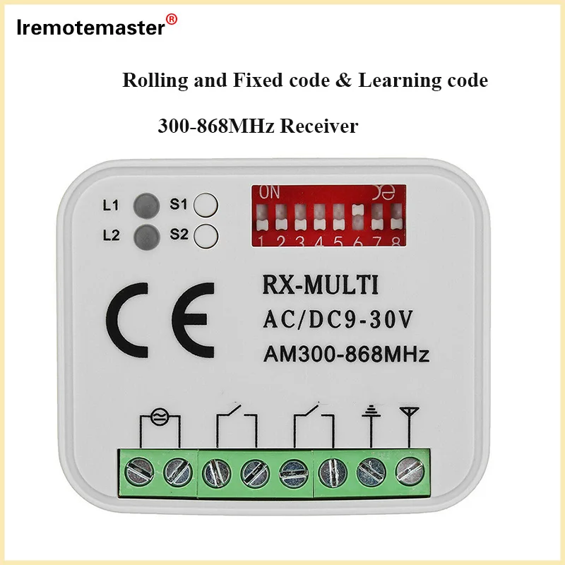 

Garage Gate Remote Receiver RX MULTI 300-900MHZ AC/DC 9-30V Receiver For Garage Door Command Gate Control Transmitter