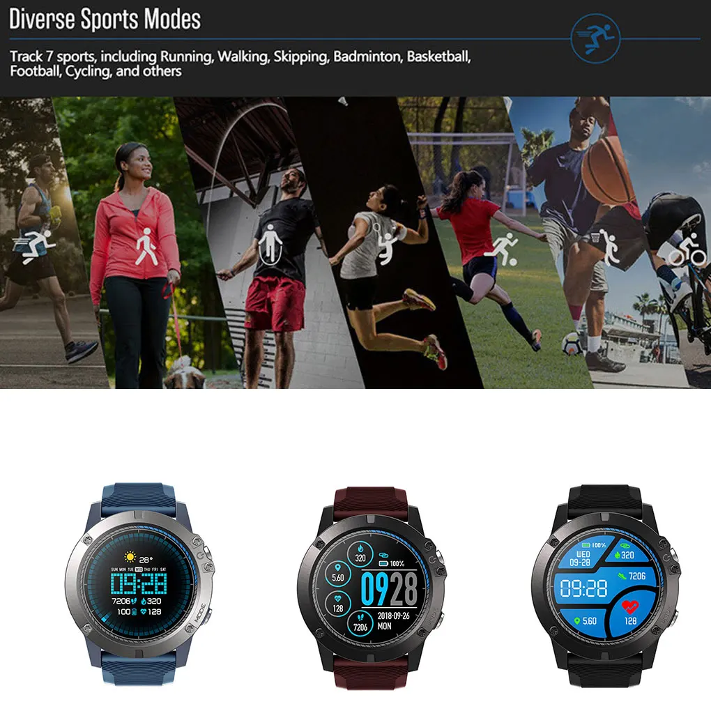 

1.3 inch Wristband 3 Color Touch Screen Display Sports Smartwatch Heart Rate IP67 Waterproof Men Wrist Watch