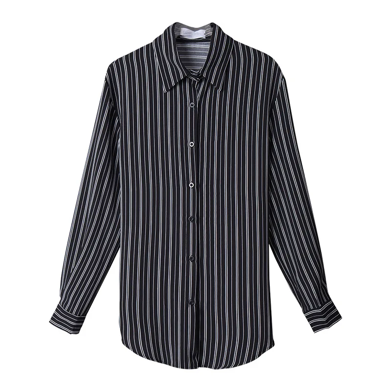 Женская шифоновая блузка свободная летняя большого размера с длинным рукавом