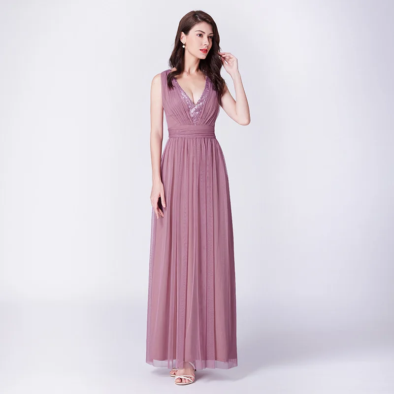 Милое платье подружки невесты коллекция 2020 года длинное на молнии с v образным