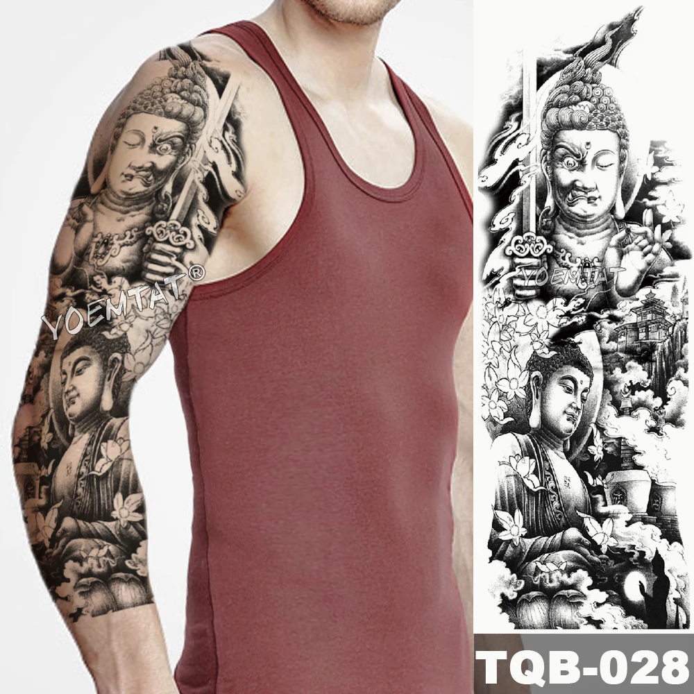 Татуировка на руку большой рукав дракон Будда праджна водостойкая временная