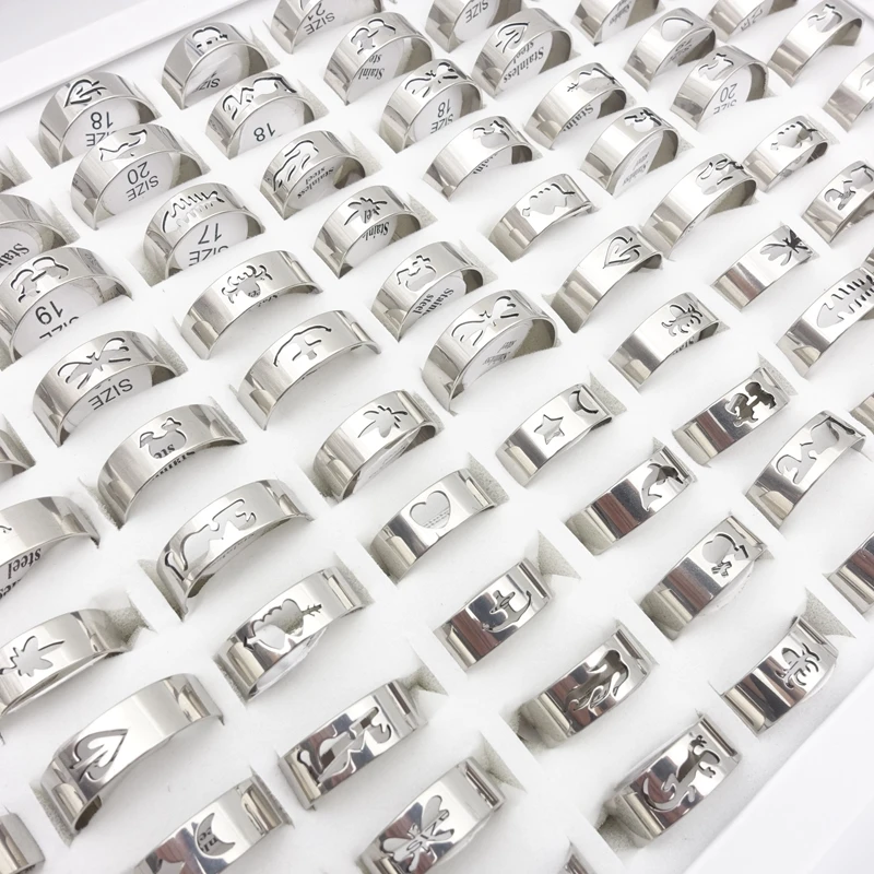 Оптовая продажа 100 шт. разные стили кольца из нержавеющей стали для мужчин и