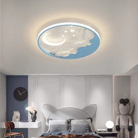 round modern led chandelier for childrens room bedroom study kids baby bluepink cartoon ceiling chandelier decor light fixture