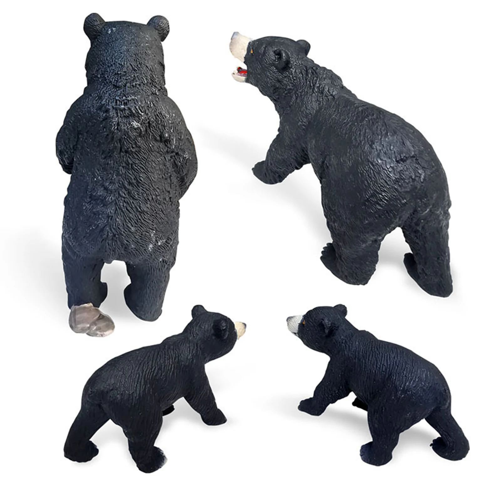 

4pcs PVC Black Bear Figurine Craft Statues Wildlife Animal Sculpture Rustic Home Garden Office Bookshelf Decor Collectible