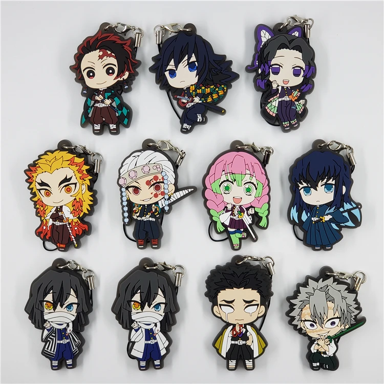 Demon Slayer Kimetsu no Yaiba Anime Kanroji Mitsuri Iguro Obanai Tomioka Giyuu Kochou Shinobu Rengoku Kyoujurou Rubber Keychain | Украшения