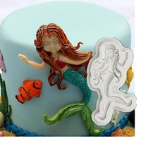 luyou 1pcs mermaid fondant mold silicone cupcake chocolate candy molds dancing cake decorating baking tools fm1544