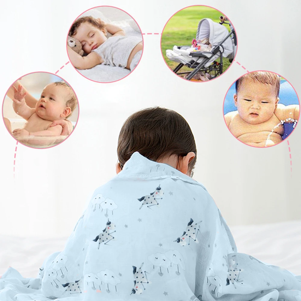 Детское Пеленальное Одеяло мягкие шелковистые бамбуковые муслиновые