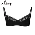 Бюстгальтер мужской с регулируемыми бретелями, Гладкий Цветочный кружевной топ, пикантное нижнее белье для взрослых