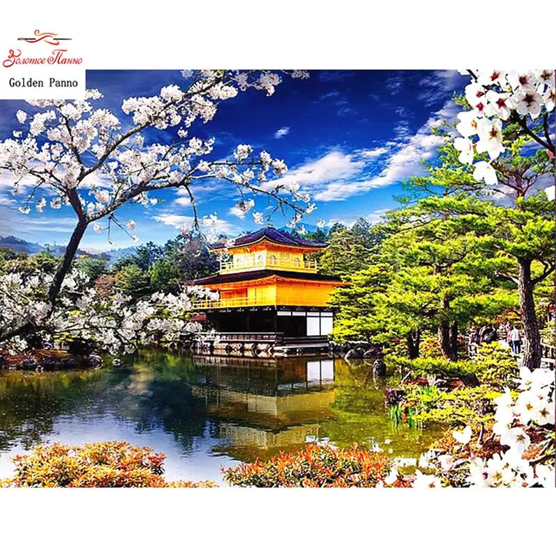 Diamante Pintura Paisagem Quadrado Diamante Bordado Flor De Cerejeira Mosaico Japons Flor De Cerejeira Decorao Para Casa