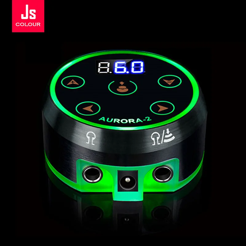 

Tattoo Pen Power Supply Mini AURORA LCD Power Supply Green Colorful Voltage with Adapter for Coil & Rotary Tattoo Gun Machine