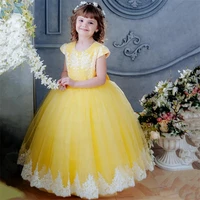 yellow tulle flower girl dresses infant cap sleeves wedding party princess birthday pageant robe de demoiselle custom made free