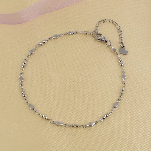 

Simplicity Stainless Steel Anklet Silver Color Rhombus Chains for Women Summer Barefoot Sandal Bracelets Bohemia Foot Jewelry