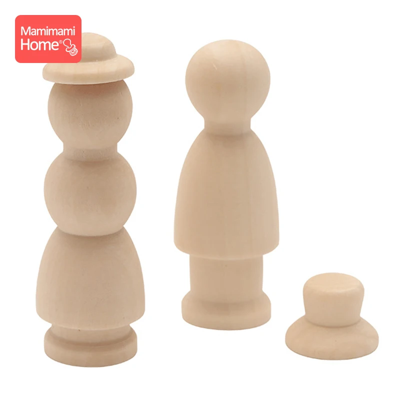 Деревянная Peg кукла с шапкой ручной работы 5 шт. деревянный пустой грызун