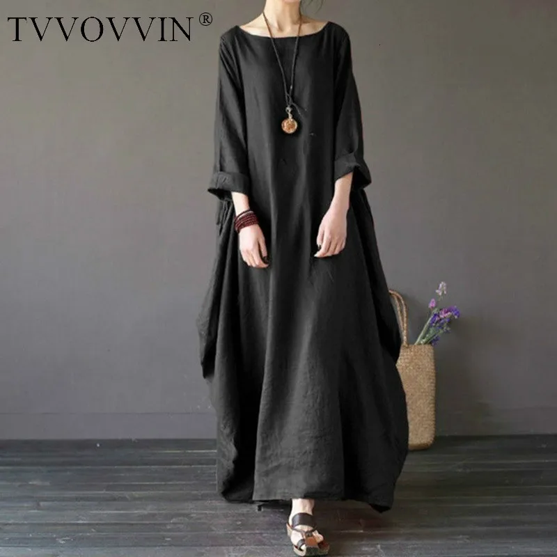 Лето-осень, платья размера плюс, женские, 4xl 5xl, Свободное длинное винтажное платье, богемное платье-рубашка, макси платье, модное женское платье Q293