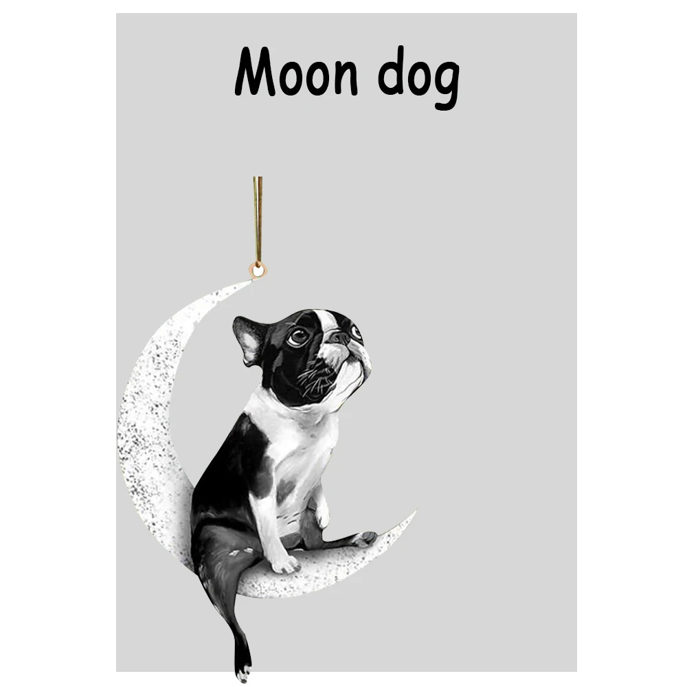 

Акриловая подвеска в виде собаки, сидя на Луне, украшение для вечерние, подвеска, креативный подарок на рождественскую елку, Новогоднее укра...