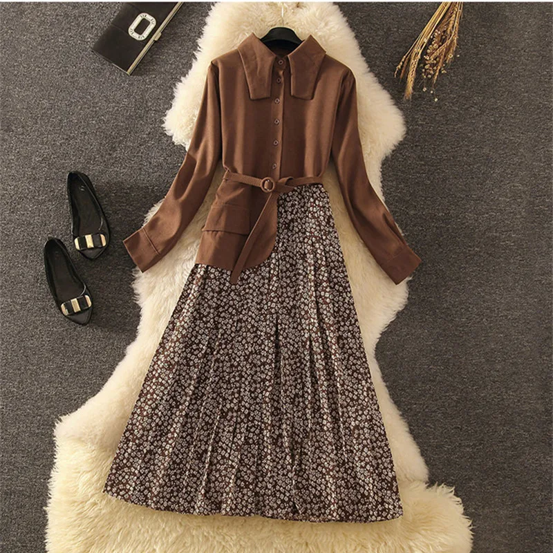 Новинка весны 2020 женское винтажное платье рубашка с цветочным принтом пэчворк