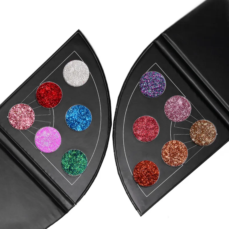 Косметика брендовые блестящие тени для век мерцающие с 6 оттенками палитра